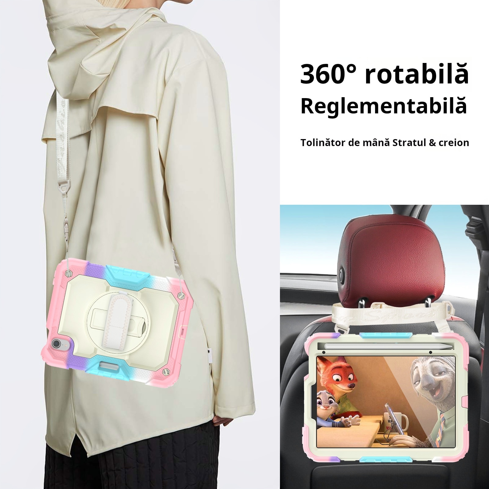 Husa Pentru iPad Mini 6 8.3 inchi (Model: A2567/A2568/A2569) Versiunea 2021, Cu Stilou Optic Universal (Nereincarcabil), Carcasa De Protectie Rezistenta La Soc, Rezistenta La Soc, Roz