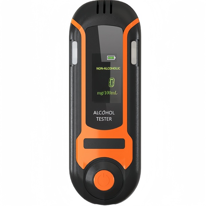 Тестер за алкохол, преносим алкотестер, LCD цифров дисплей, автоматично калибриране, бърз анализ, точност +/- 0,01% Bac, не са необходими консумативи, литиева батерия