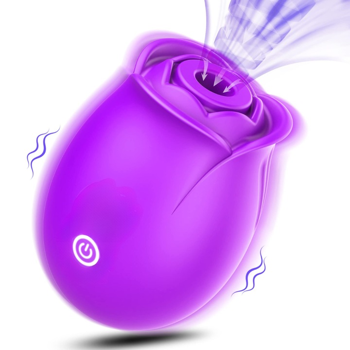 Rózsa vibrátor, mell stimuláló, szilikon, lila, USB töltés