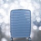 Туристически куфар, M, StowAway, Naimeed D5963, 4 двойни колела, подвижни на 360 градуса, PP, кодова брава, син, 39x22x51cm