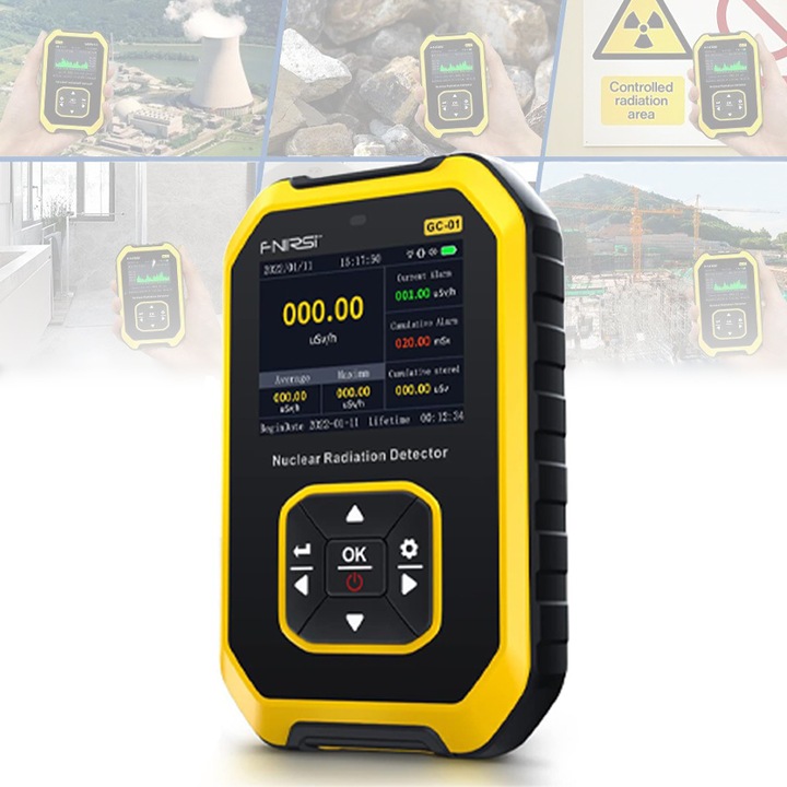 Detector de radiatii nucleare, contor Geiger-Miller, masoara intensitatea radiatiei ionizante de tip gama, beta si X, dozimetru portabil