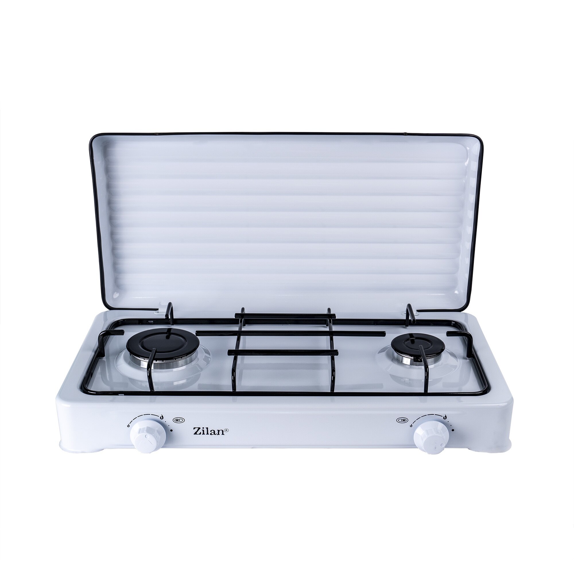 Pachet aragaz 2 ochiuri, 58x29 cm, plus (ceas pentru butelie, 2 m furtun pentru gaz, 3 coliere pentru furtun, aprinzator) ZLN 0025W_A