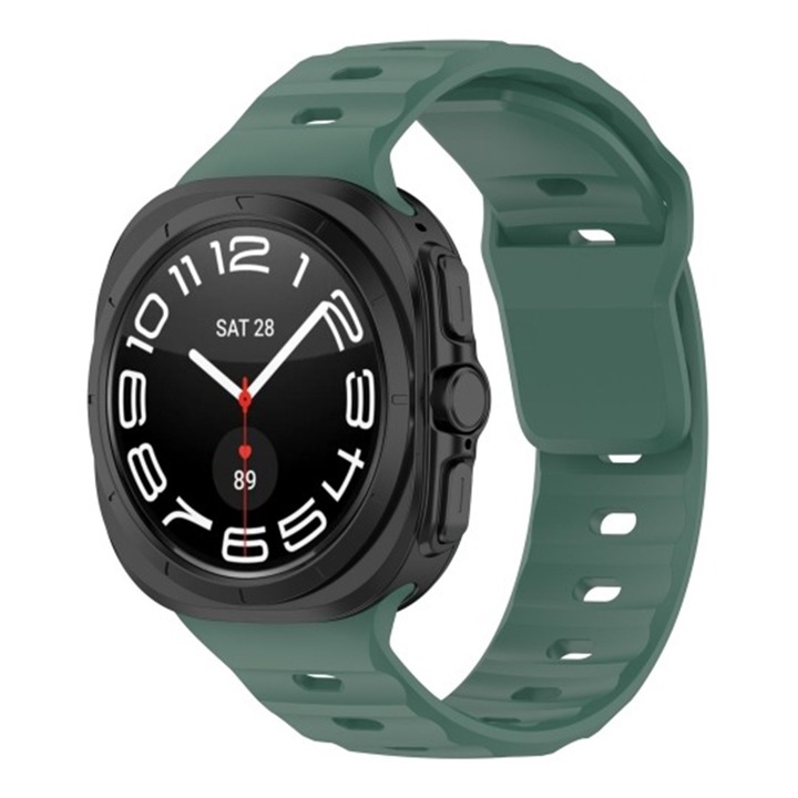 SmartWatch с регулируема каишка за Samsung Galaxy Watch Ultra 47mm, ОПТИМАЛНО РЕШЕНИЕ, мек силикон, удобен за носене, каишка за часовник, лесен за инсталиране, зелен щифт