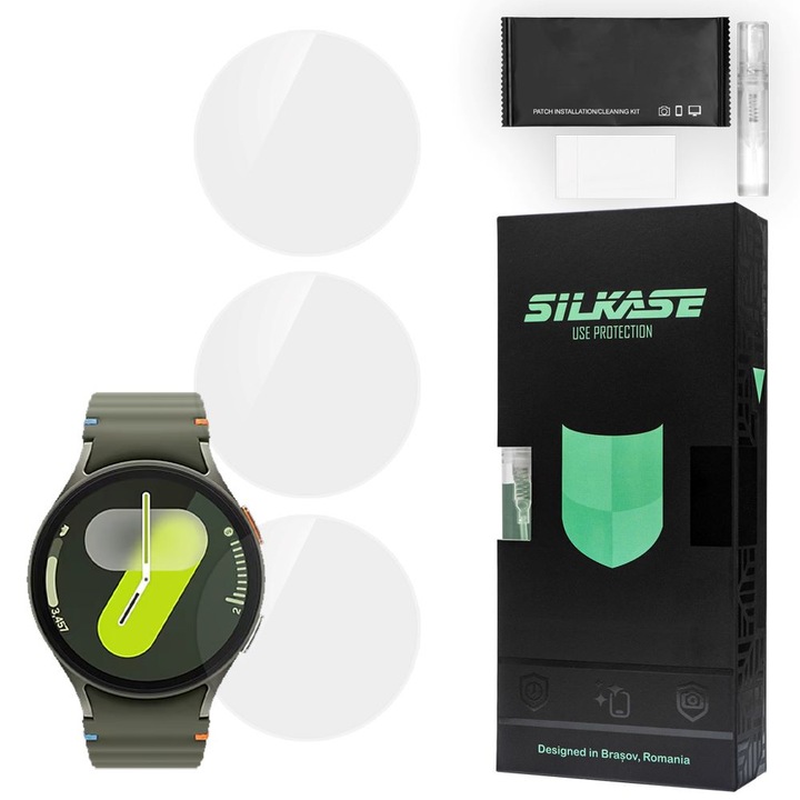 3 db SILKASE fólia készlet Samsung Galaxy Watch 7-hez, 44 mm, szilikon, megújuló, teljes kijelzős