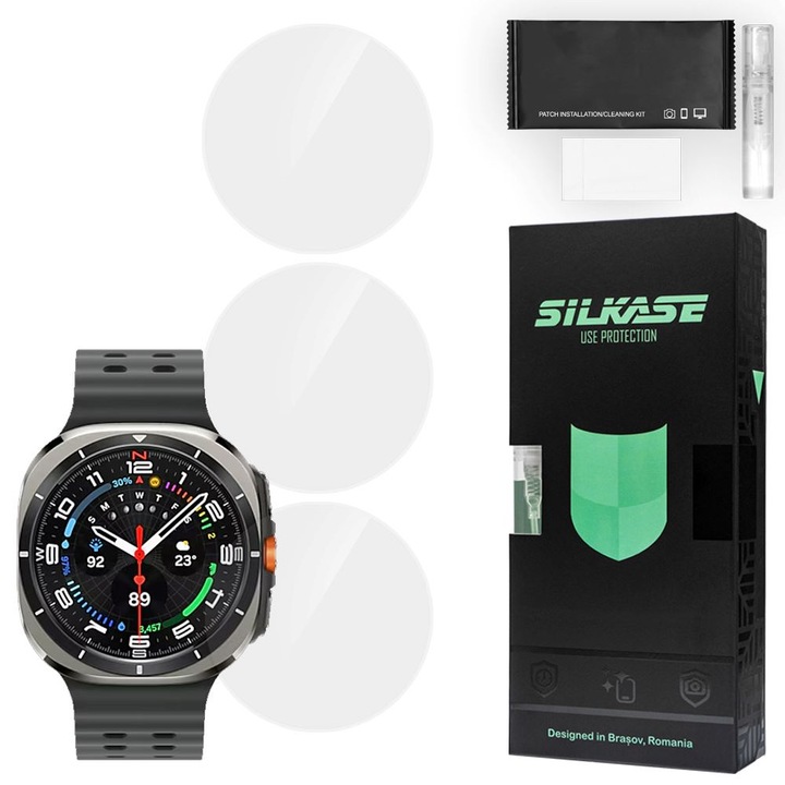 3 db SILKASE fólia készlet Samsung Galaxy Watch Ultra készülékhez, 47 mm, szilikon, megújuló, teljes kijelzős