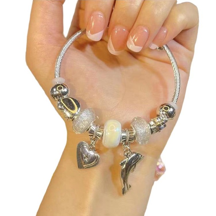 Bratara dama, aliaj, design delfin