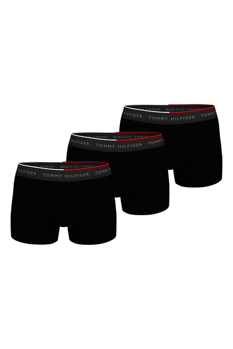 Tommy Hilfiger, Set de boxeri cu logo - 3 perechi, Negru