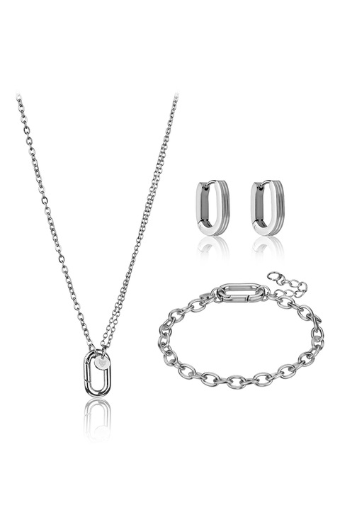 Marc Lauder, Set de colier, cercei si bratara din otel inoxidabil Teramo, Argintiu