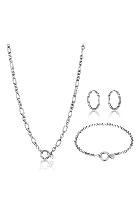 Marc Lauder, Set de colier, bratara si cercei din otel inoxidabil - 3 piese, Argintiu