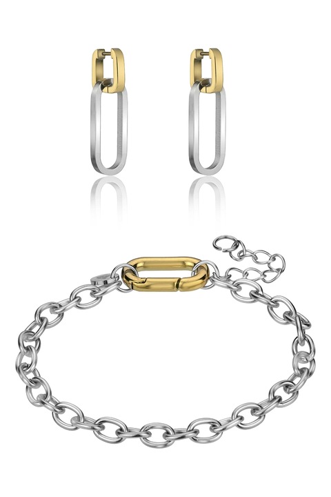 Marc Lauder, Set de cercei si bratara din otel inoxidabil, Auriu, Argintiu
