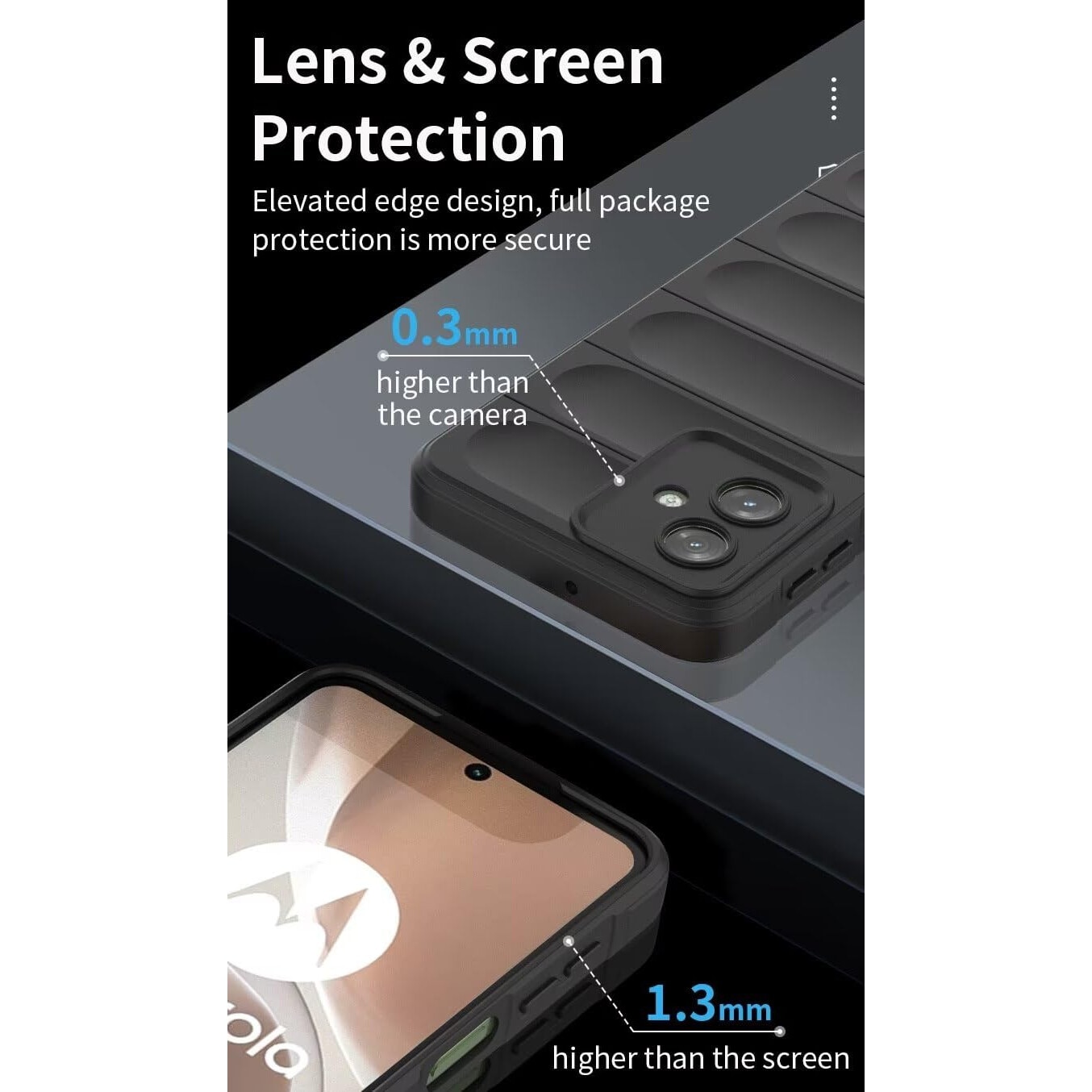 Husa telefon, pentru Motorola Moto G54 5G Heavy Duty 3D cu dungi senzoriale Soft Silicone Full Portection Rezistent la socuri, Gri deschis