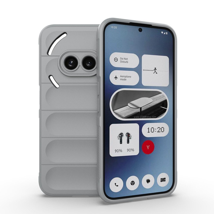 Husa telefon, pentru Nothing Phone 2a 5G Heavy Duty 3D cu dungi senzoriale Soft Silicone Full Portection Rezistent la socuri, Gri deschis