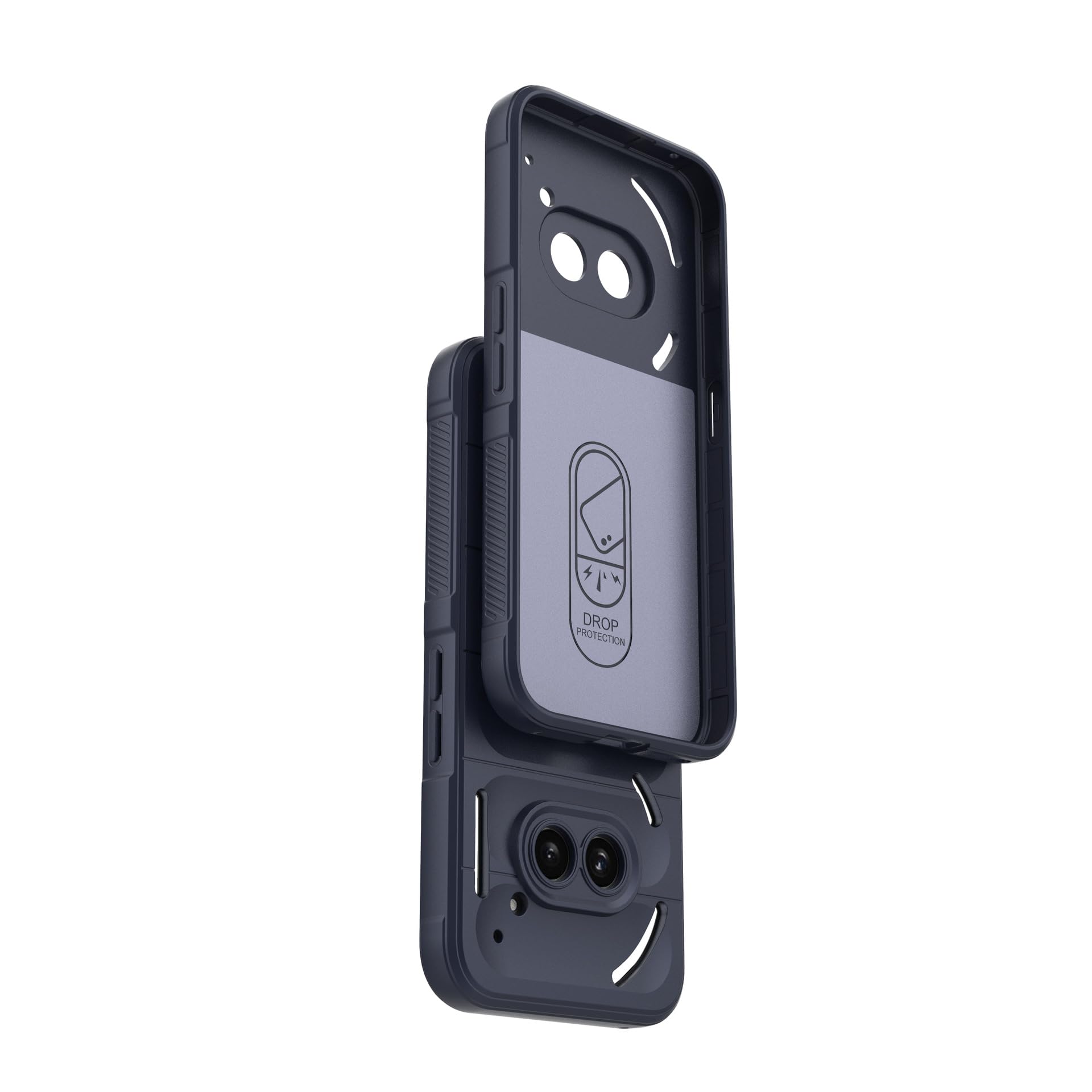 Husa telefon, pentru Nothing Phone 2a 5G Heavy Duty 3D cu dungi senzoriale Soft Silicone Full Portection Rezistent la socuri, Negru intens