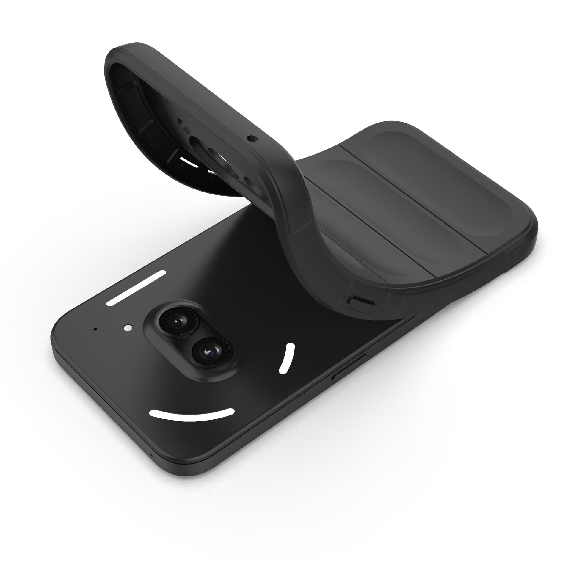 Husa telefon, pentru Nothing Phone 2a 5G Heavy Duty 3D cu dungi senzoriale Soft Silicone Full Portection Rezistent la socuri, Negru intens