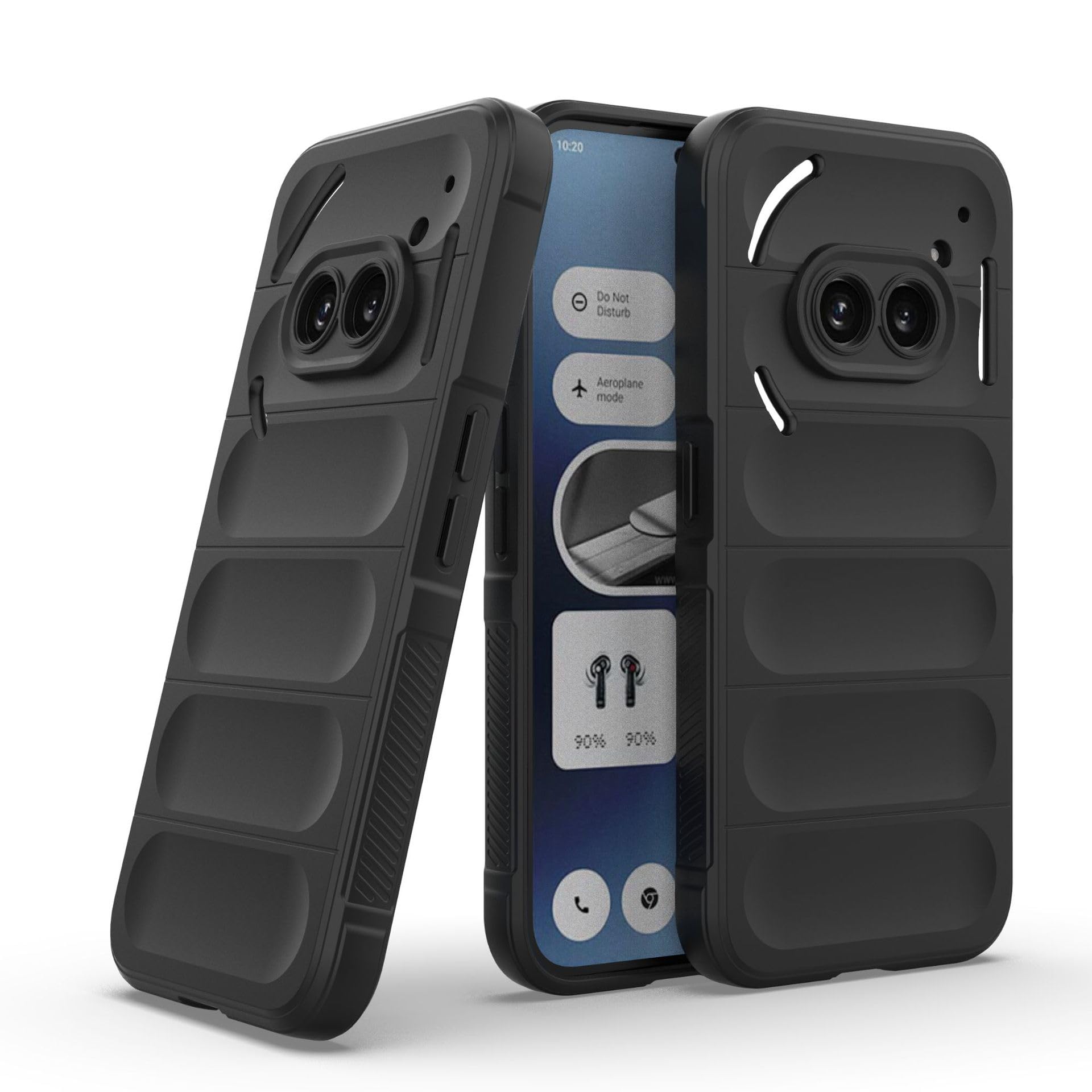 Husa telefon, pentru Nothing Phone 2a 5G Heavy Duty 3D cu dungi senzoriale Soft Silicone Full Portection Rezistent la socuri, Negru intens