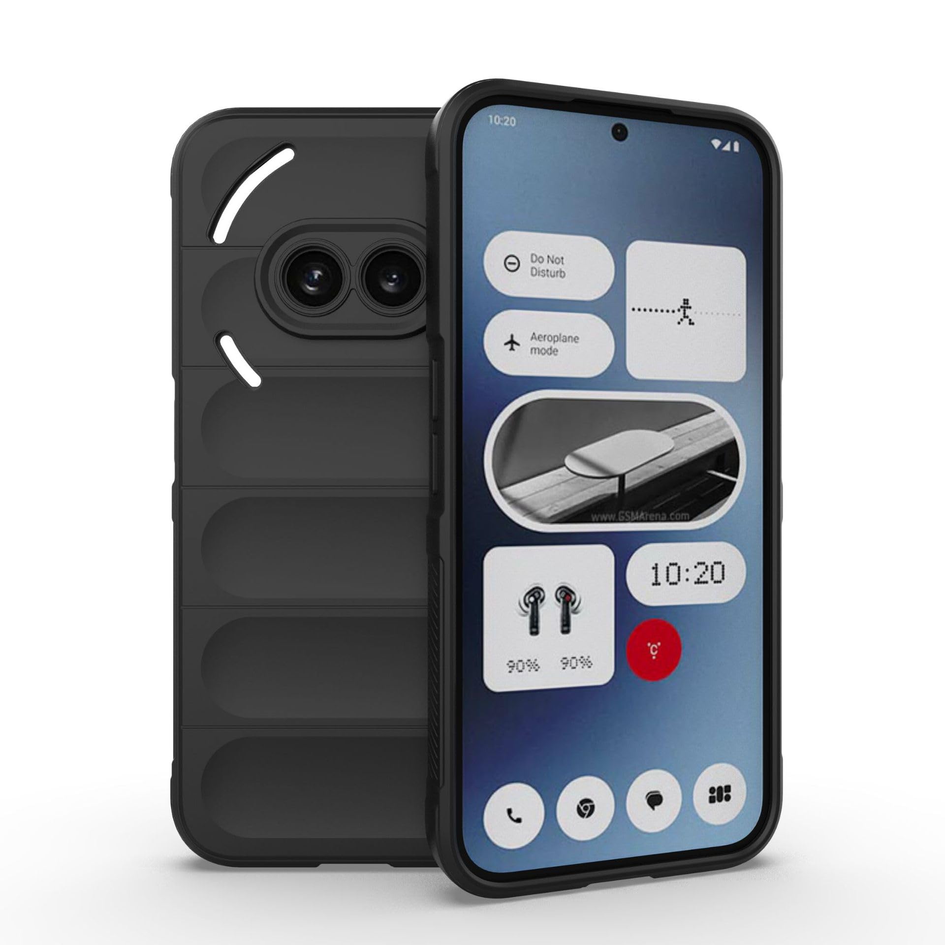 Husa telefon, pentru Nothing Phone 2a 5G Heavy Duty 3D cu dungi senzoriale Soft Silicone Full Portection Rezistent la socuri, Negru intens