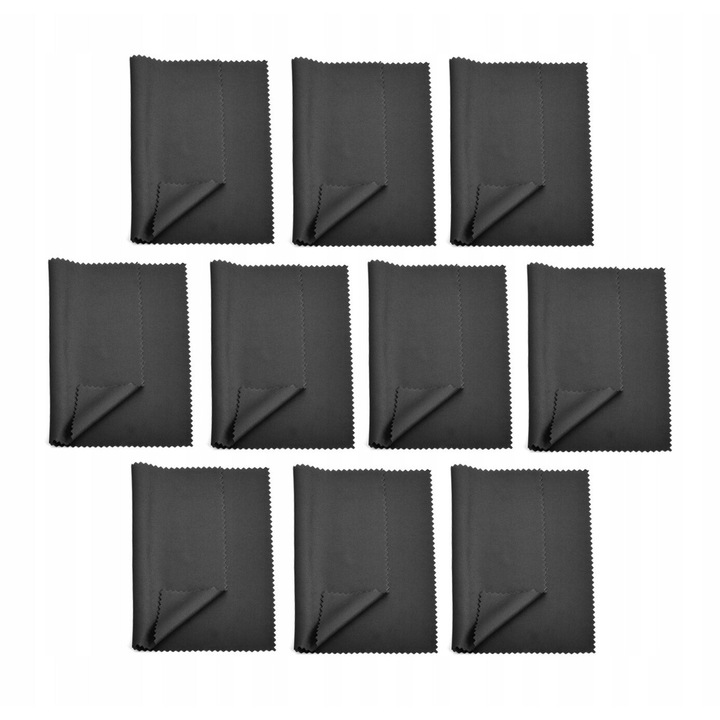 Set 10 Servetele din microfibra Stylion, negru, 18x15cm, ultra-moale, densitate mare a fibrelor