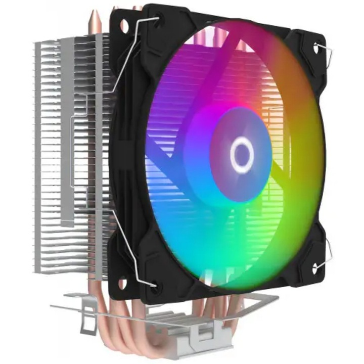 AjieQaQ Puck PRO processzorhűtő, RGB, PWM, 30dB, 800-1800rpm, 31-65CFM, fekete, 300g