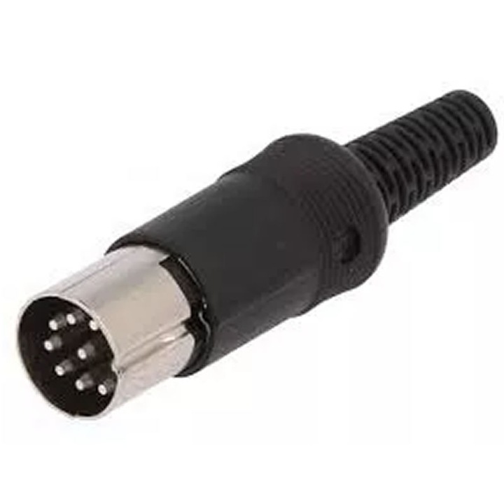 Mufa DIN 8 pini tata drept pe cablu cu lipire HIRSCHMANN 930 298-500 MAS 80S SCHWARZ