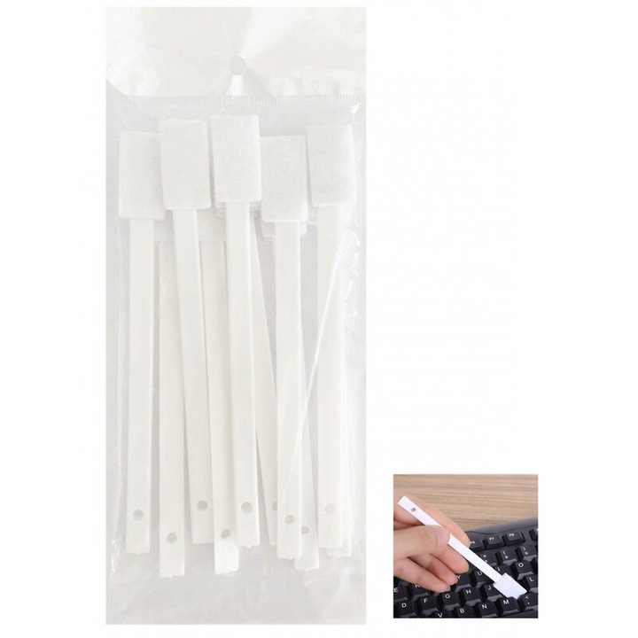 Set 10 perii de curatat pentru spatii inguste, albe, 14cm