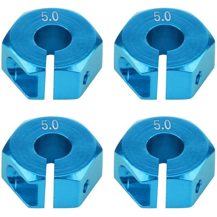 Adaptoare pentru Mozasi Roata Hexagonali, 12 mm Universali pentru Masini HSP Sakura Scara 1/10 RC (4 Bucati) (5 mm - Albastru Deschis)