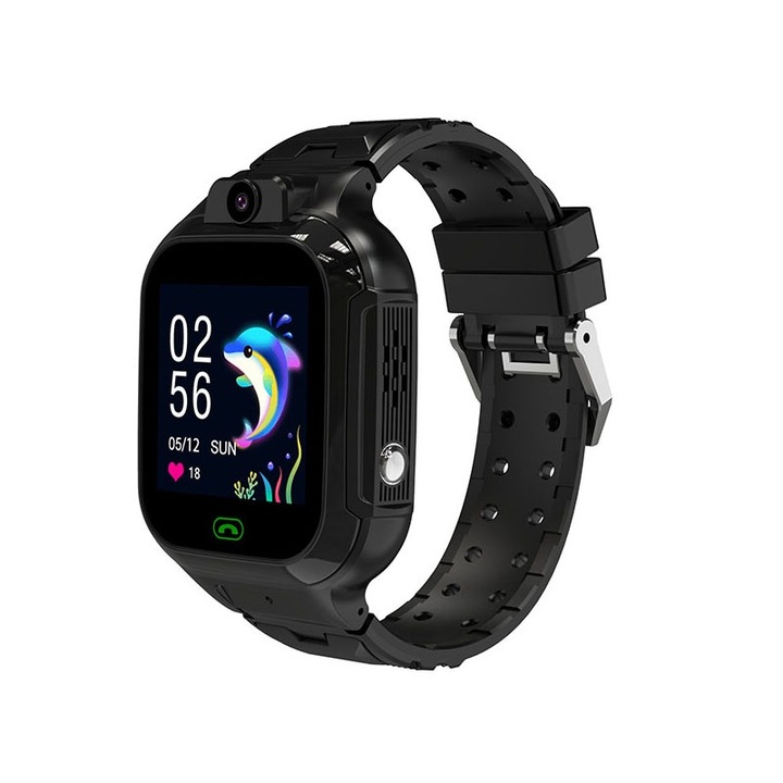 Детски Смарт часовник NUBI DH15, IPS Дисплей, 4G, Камера, LBS+Wi-Fi Tracking, Видео разговор, SOS бутон, Черен