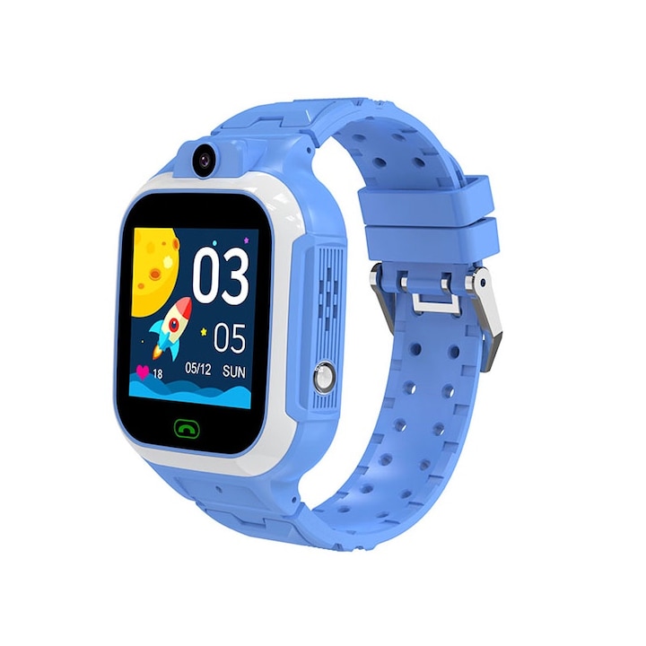 Детски Смарт часовник NUBI DH15, IPS Дисплей, 4G, Камера, LBS+Wi-Fi Tracking, Видео разговор, SOS бутон, Син
