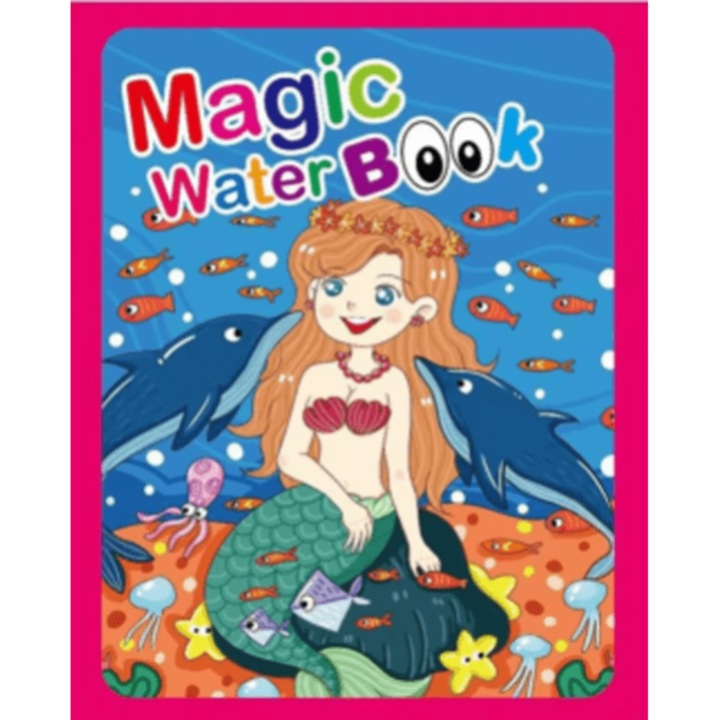 Водна книжка за оцветяване Magic Book, за многократна употреба, воден свят, Русалка, тип Монтесори