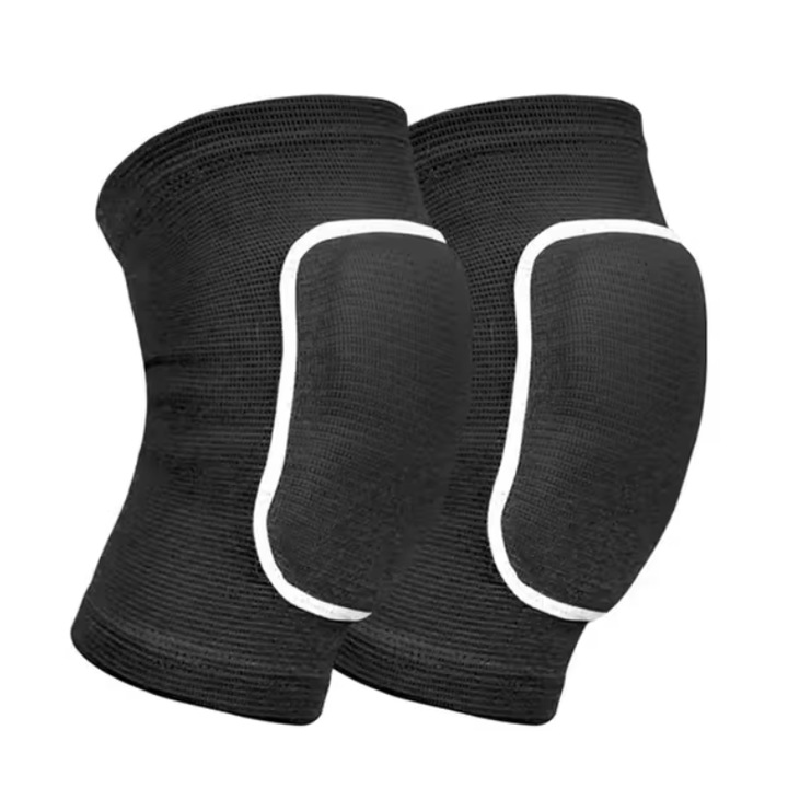 Set 2 genunchiere elastice copii, CRT, Premium Sport, Volei, Baschet, Handbal, Unisex, Negru, Marime M 45-60 Kg