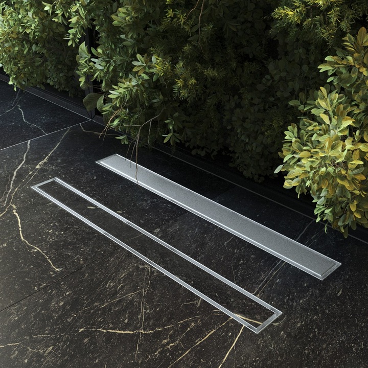 Rigola de Dus Liniara Granitan Entero 60 cm x 11 cm Otel Inoxidabil Sifon Inclus Montaj 2 in 1 Integrabil Placa Ceramica Scurgere Rapida Curatare Facila Design Modern Baie Walk-in Siguranta Maxima