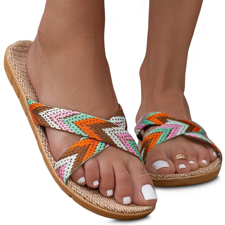 Slapi de dama, Permani, Textil, Portocaliu