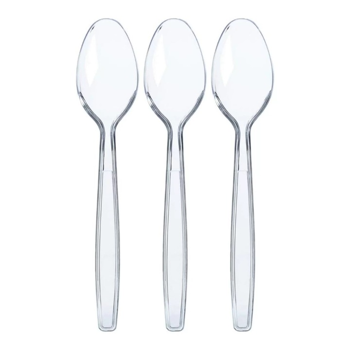 Set 50 Lingurite Plastic, Transparente, Reutilizabile
