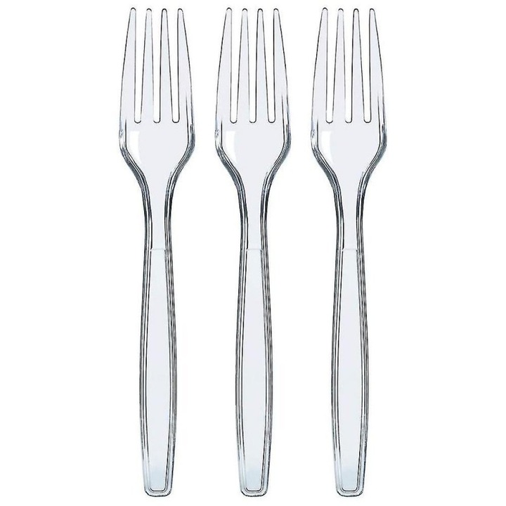 Set 50 Furculite Plastic, Transparente, Reutilizabile