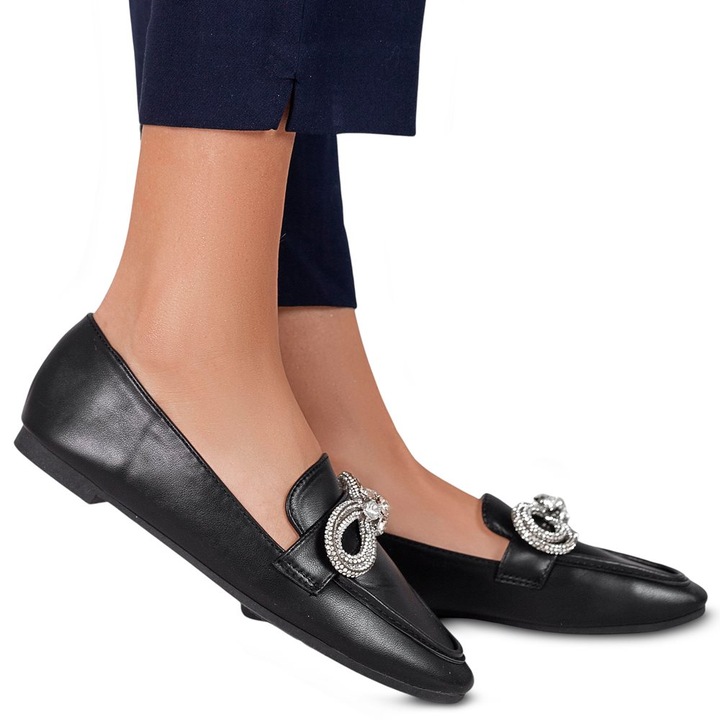 Дамски мокасини Permani, Avelana, Еко кожа, Черни, Черен, 37