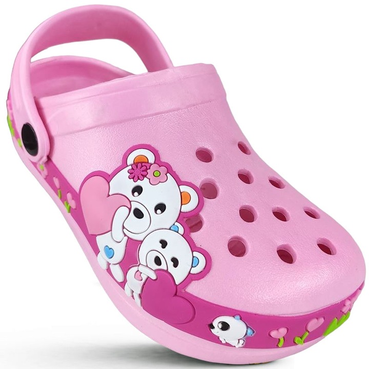 Детски чехли Permani, Ева пяна, Шарка на мече, Розов, 33 EU