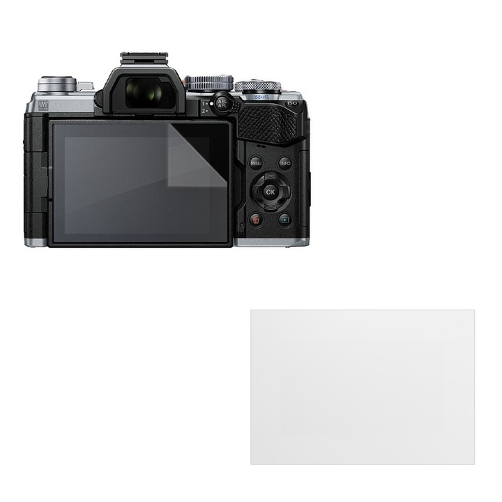 Set protectie compatibil cu Olympus E-M5 Mark III, COMANDO Focus Shield, 1 Folie de Silicon Rezistenta pentru Ecran, Anti-Reflexie, Anti-zgarieturi, Proprietati Regenerabile, Protectie Anti-Amprente, Aplicare usoara, Gri Transparent