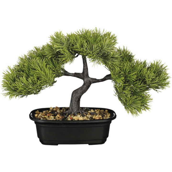Bonsai Acicula Artificial In Ghiveci Mica H 21 Cm Verde