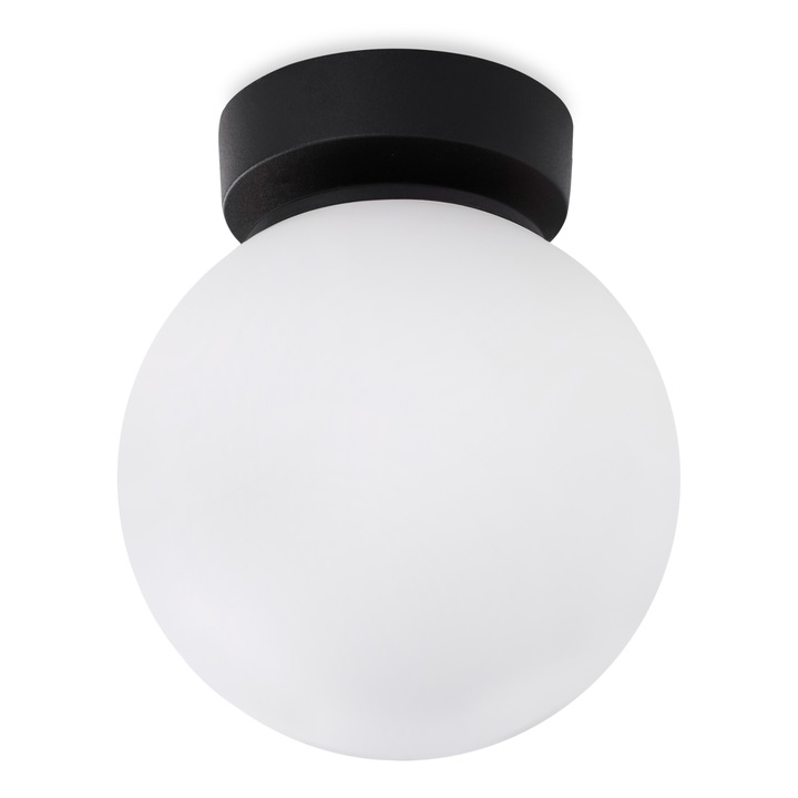 Plafoniera, LightHome, Alta, Aplica, E14, ClasaA, 15x19 cm, Sticla, 60W, Negru