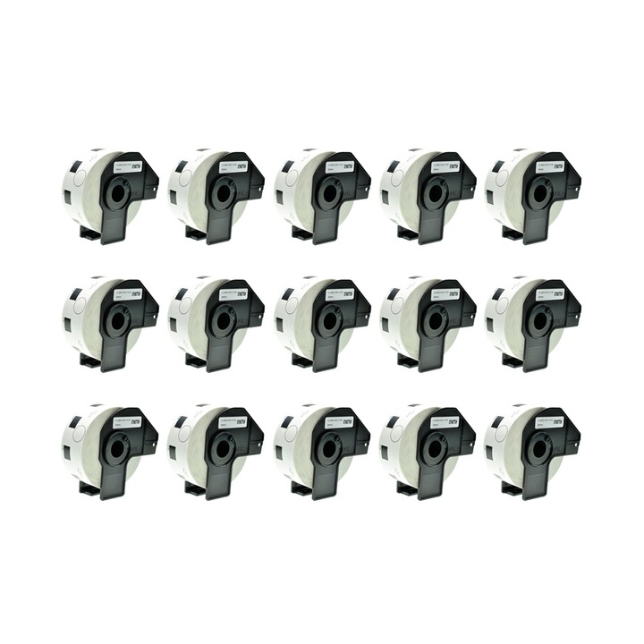 Комплект 15 ролки самозалепваща се лента DK 11218 24 mm, Бял, Съвместим с Brother P-Touch QL 1000 Series / QL 1050 / QL 1050 N / QL 1060 N / QL 500 / QL 500 BS / QL 550 / QL 560 / QL 560 Series / QL 570 / QL 580 QL 650 TD / QL 700 / QL 710 W / QL 720 NW