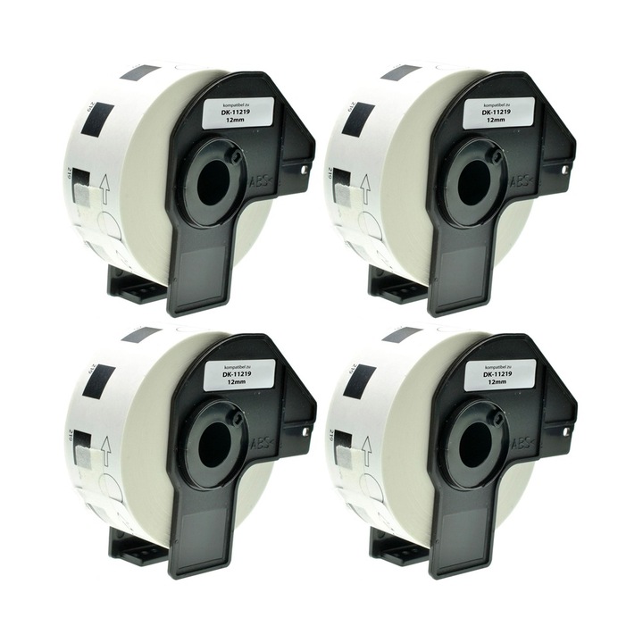 4 tekercses ragasztószalag készlet DK 11219 12 mm fehér kompatibilis Brother P-Touch QL 1000 sorozat / QL 1050 / QL 1050 N / QL 1060 N / QL 500 / QL 500 BS / QL 550 / QL 550 / QL 550 sorozat / QL 580 QL 650 TD / QL 700 / QL 710 W / QL 720 NW