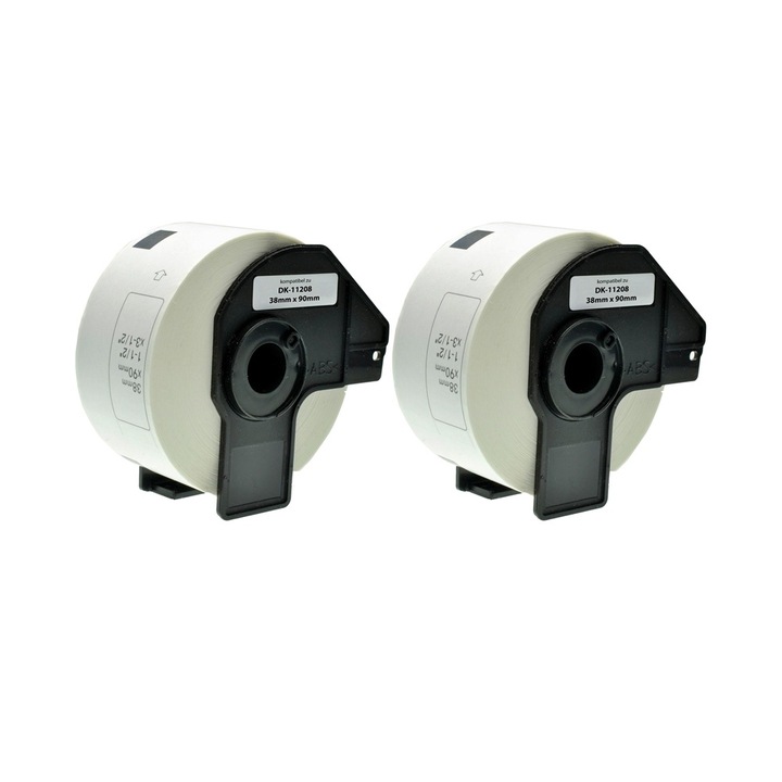 2 tekercses ragasztószalag készlet DK 11208 38 mm X 90 mm fehér kompatibilis Brother P-Touch QL 1000 sorozat / QL 1050 / QL 1050 N / QL 1060 N / QL 500 / QL 500 A / BS / BL 500 A / BS QL 50 550 / QL 560 / QL 570 / QL