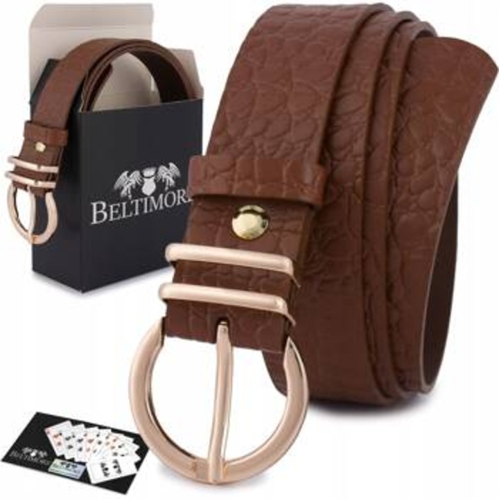 Curea dama, imitatie piele, maro, 80-95cm