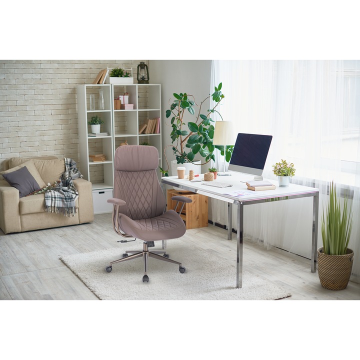 Scaun de birou Kring Durban, inaltime reglabila,piele ecologica, Maro