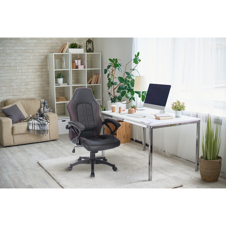 Scaun de birou Kring Seul,PU, Negru/Maro