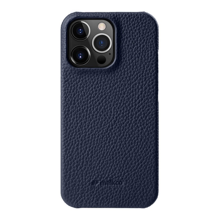 Husa Melkco Luxury din piele naturala pentru Iphone 15 Pro Max, Back Snap, Calitate Premium, Handmade, Albastru Inchis