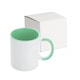 Cana personalizata cu initiala numelui, alba cu interior si maner verde, 350ml, Colectia Flori-Alfabet, litera Y