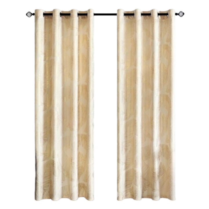 Set de 2 perdele din voal transparent cu inele MIULEE, 140 x 245 cm, draperii aerisite si chic pentru fereastra din living, decorative si translucide pentru dormitor, bej inchis