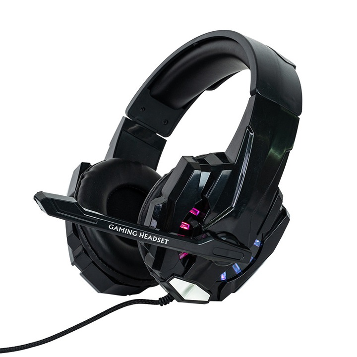 Casti PC pentru gaming, stereo cu iluminare LED, negru, 2.1M