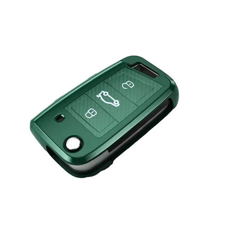 Husa pentru cheie VW Volkswagen Golf 7 MK7 Tiguan MK2 T-roc T-cross Skoda Octavia Kodiaq Karoq Seat Ateca Leon verde