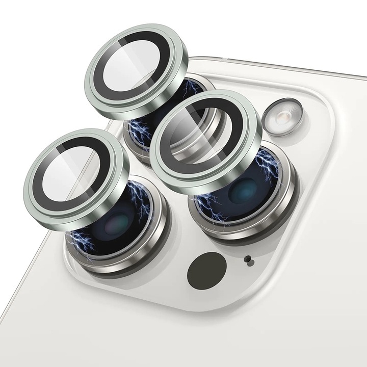 Fólia iPhone 16/iPhone 16 Plus készülékhez, tru iPhone 16/iPhone 16 Plus - Lito S+ kameraüveg védő, H48, Biztonsági üveg, zöld titán